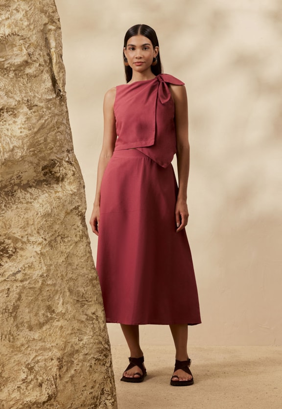 Saia Midi com Bolso Vista Frontal