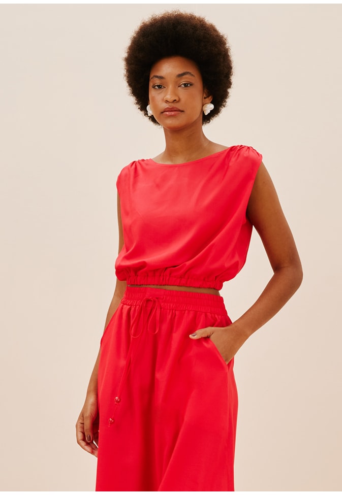 Saia Midi Com Elástico Cintura