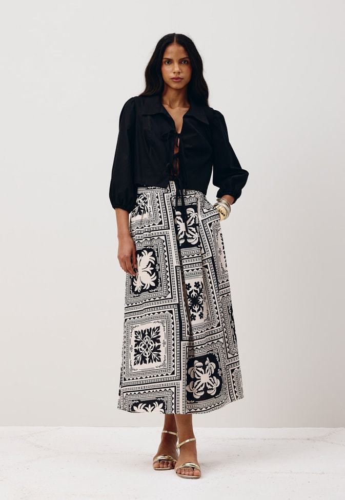 Saia Midi Estampada Maia