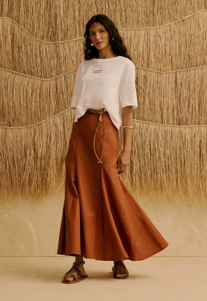 Saia Midi Lisa com Nesgas