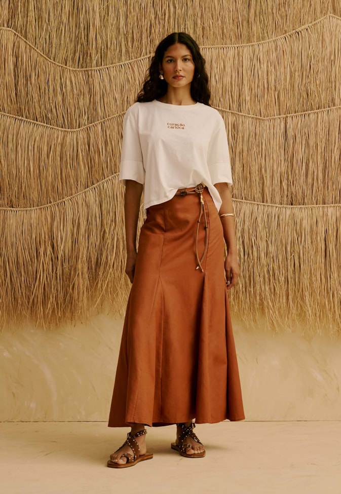 Saia Midi Lisa com Nesgas