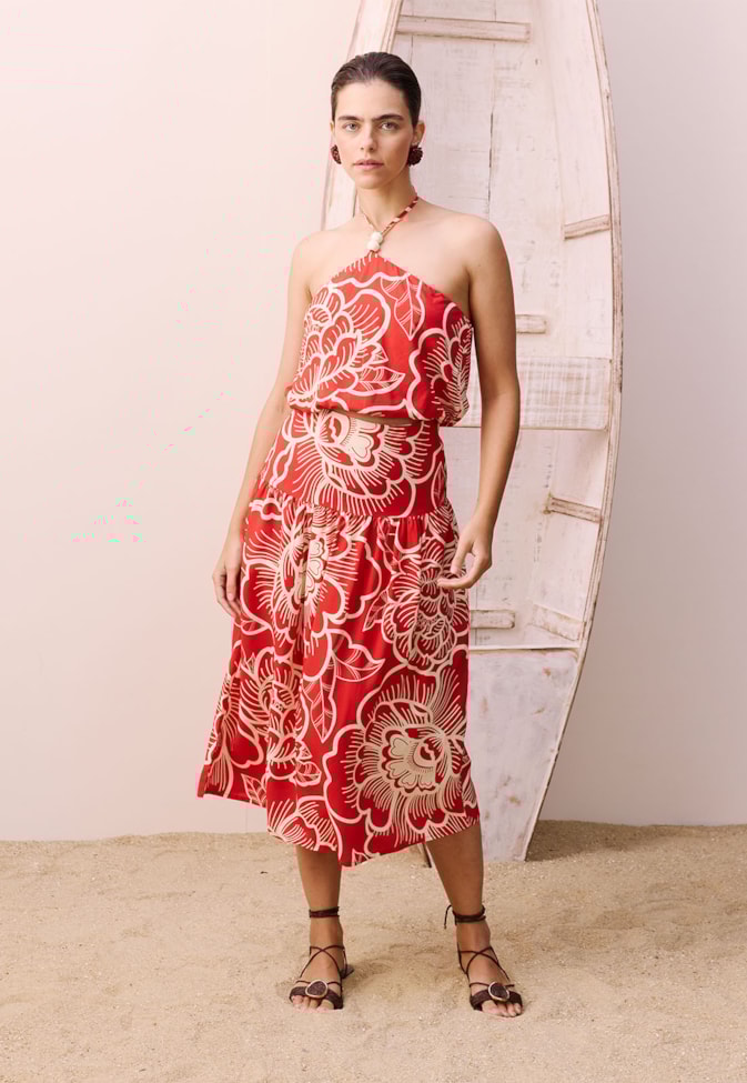 Saia Midi Pala Estampada Cambará