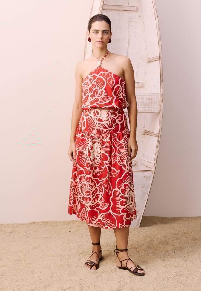 Saia Midi Pala Estampada Cambará