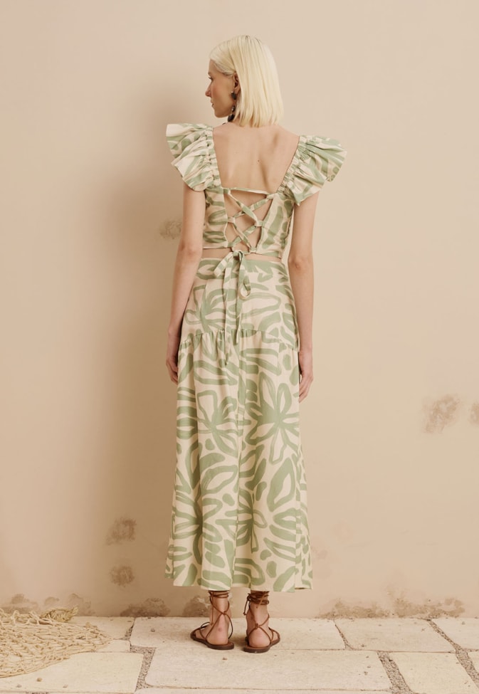 Saia Midi Pala Estampada Jari