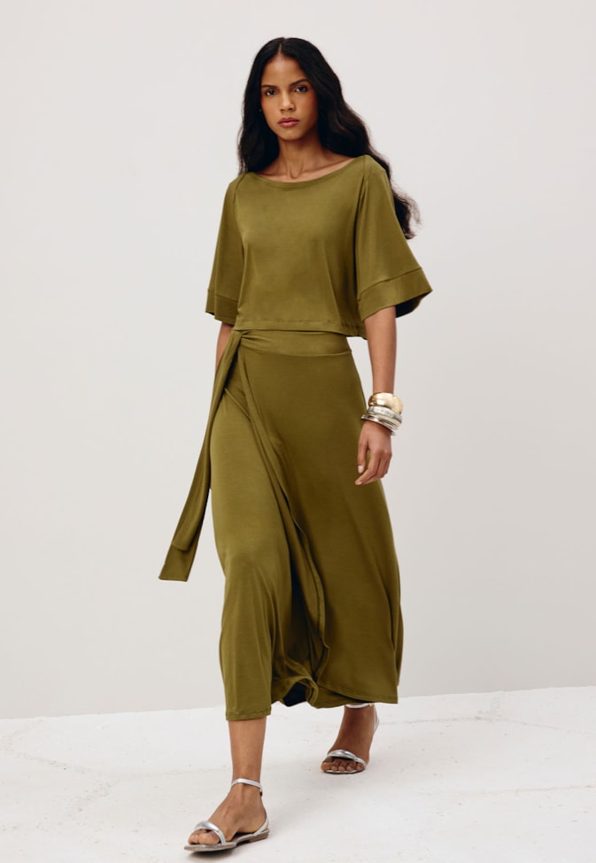 Saia Midi Transpassada Malha