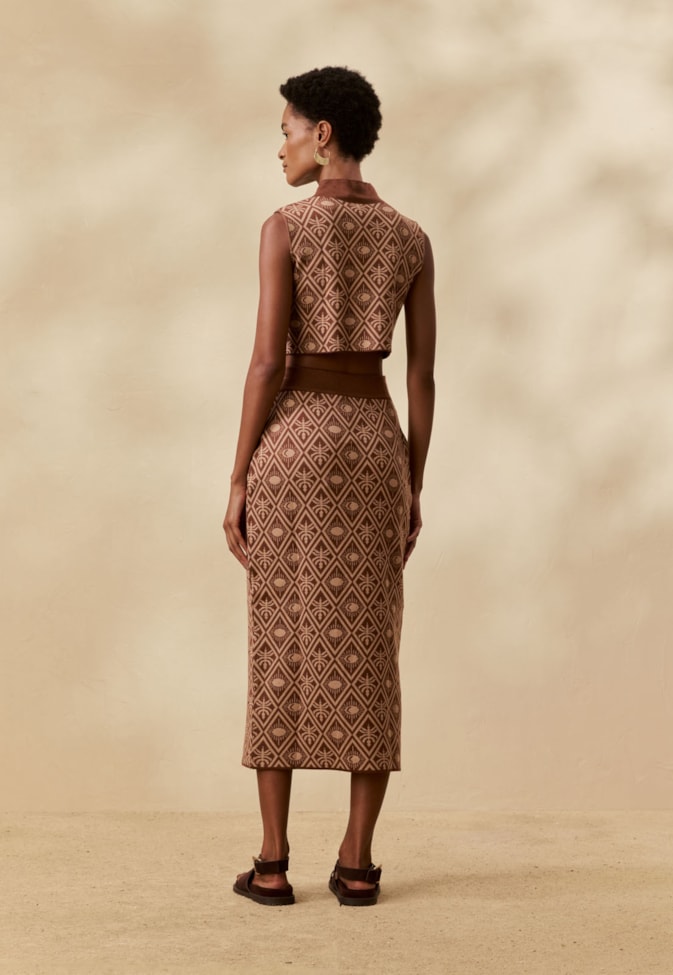 Saia Midi Tricot Jacquard Inti