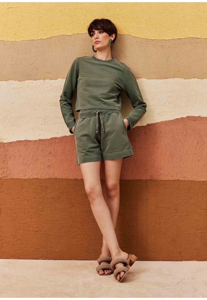 Short com Bolso Moletom Estonado