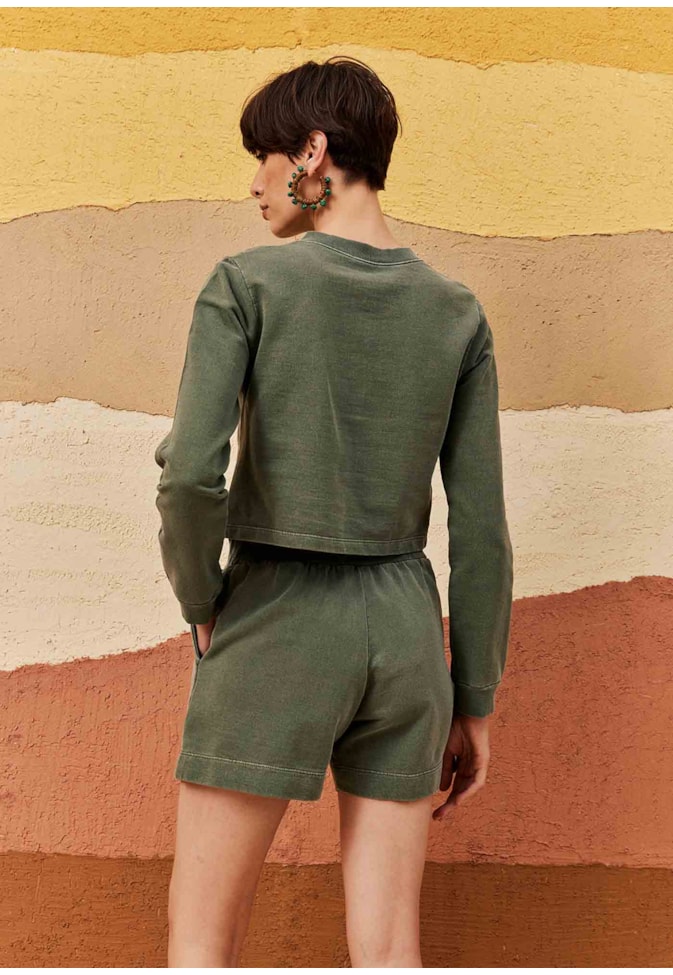 Short com Bolso Moletom Estonado