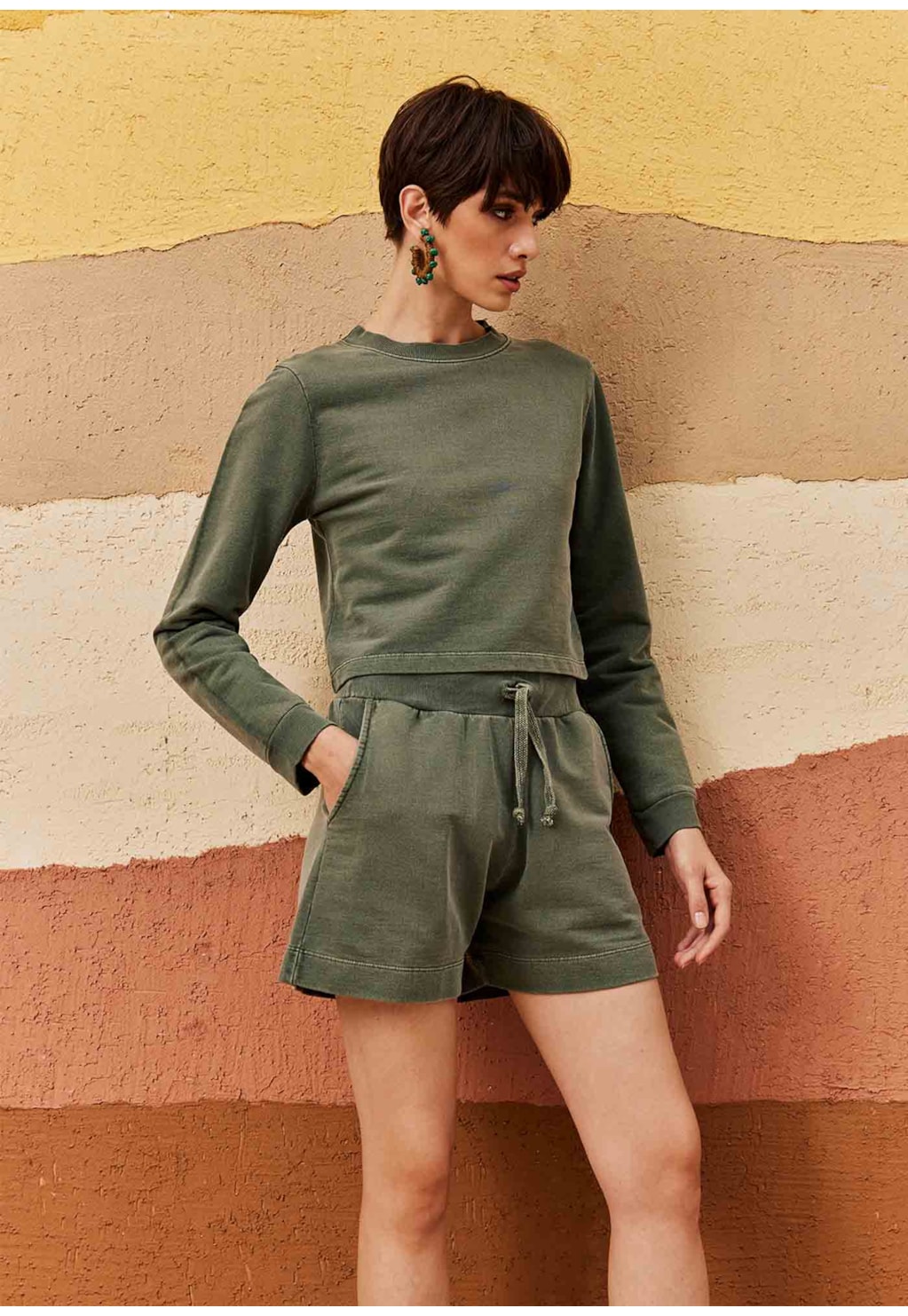 Short com Bolso Moletom Estonado