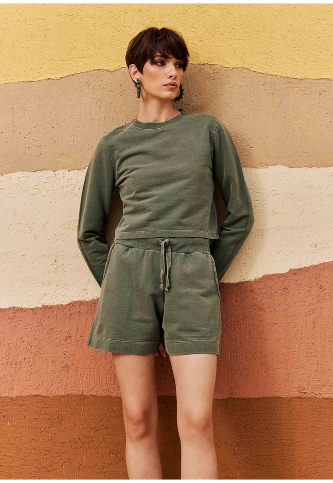 Short com Bolso Moletom Estonado