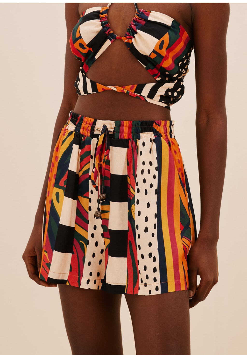 Short Cós Elástico Estampado Terra