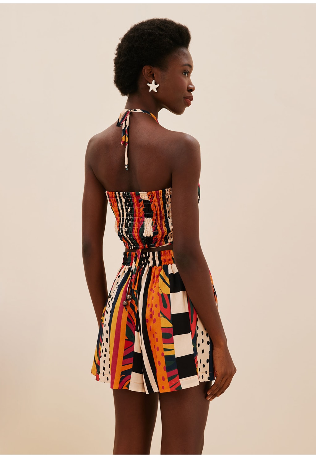 Short Cós Elástico Estampado Terra