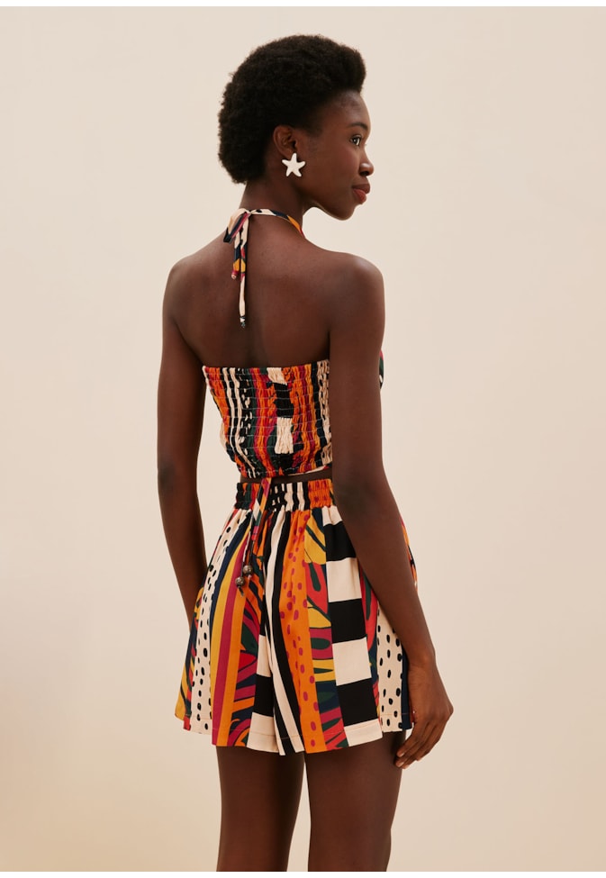 Short Cós Elástico Estampado Terra