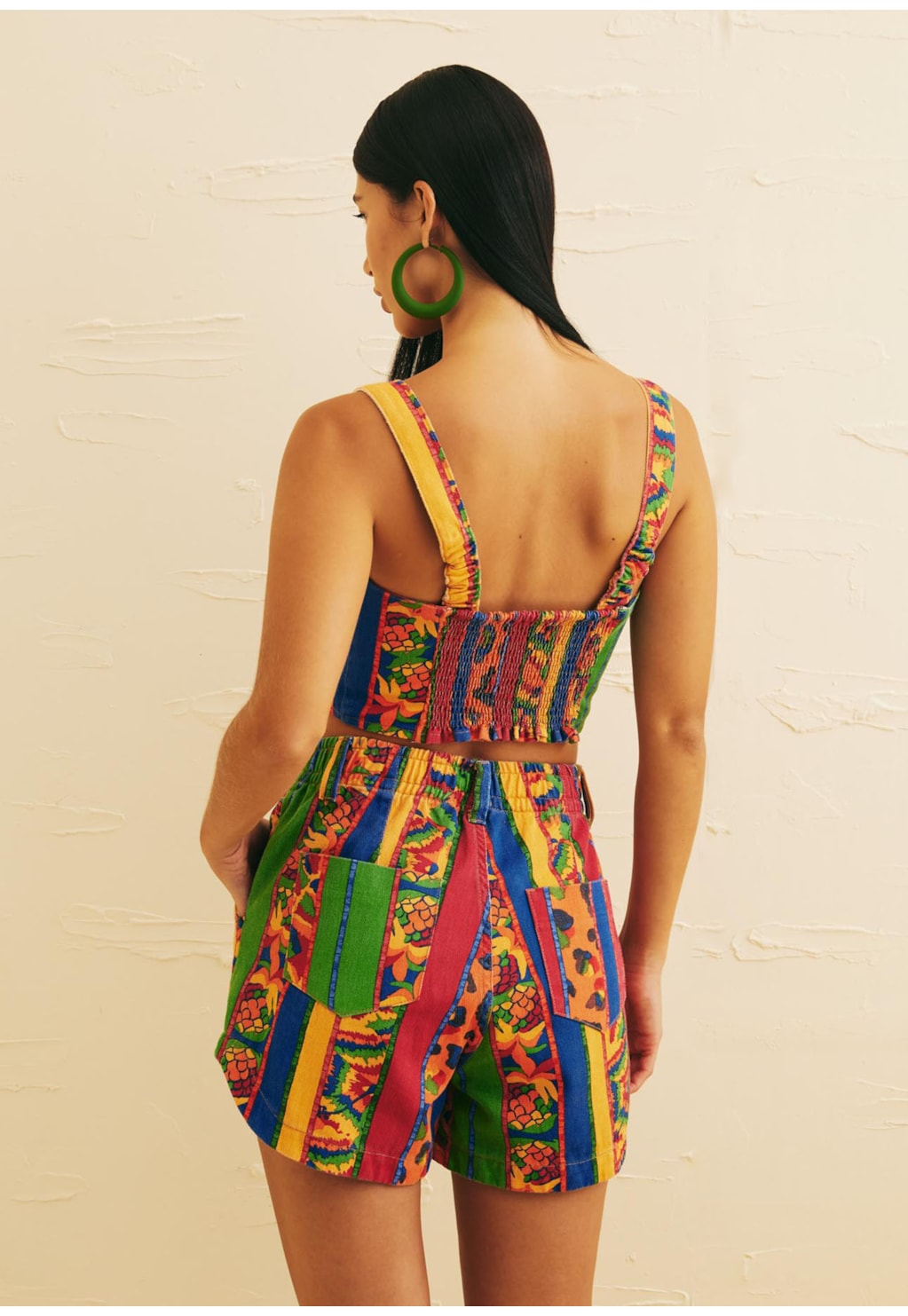 Short Cós Elástico Sarja Estampado Caminito