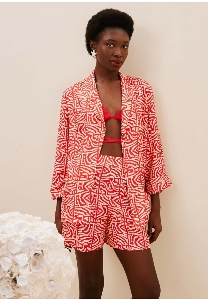 Short Curto Estampado Costas dos Corais