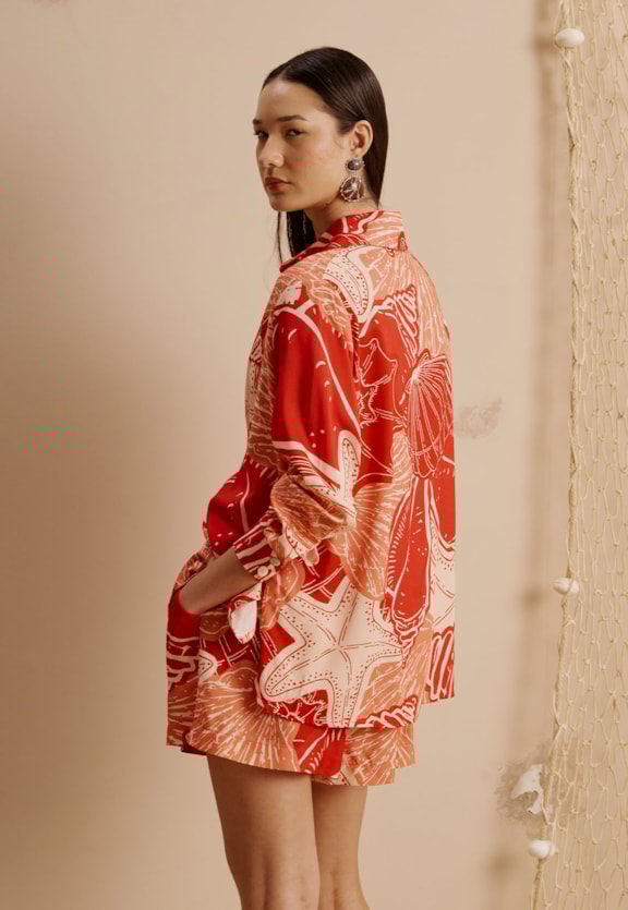 Short Estampado Concha Guajará Vista Traseira