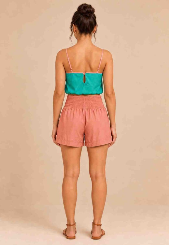 Short Liso Lastex Vista Traseira