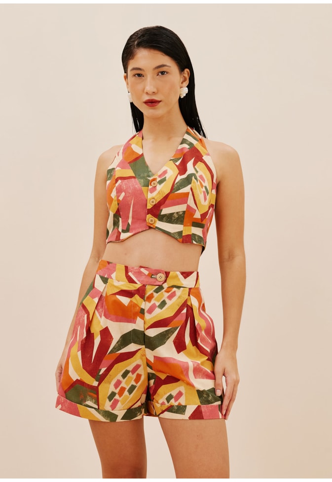 Short Pregas Estampado Ilhéus