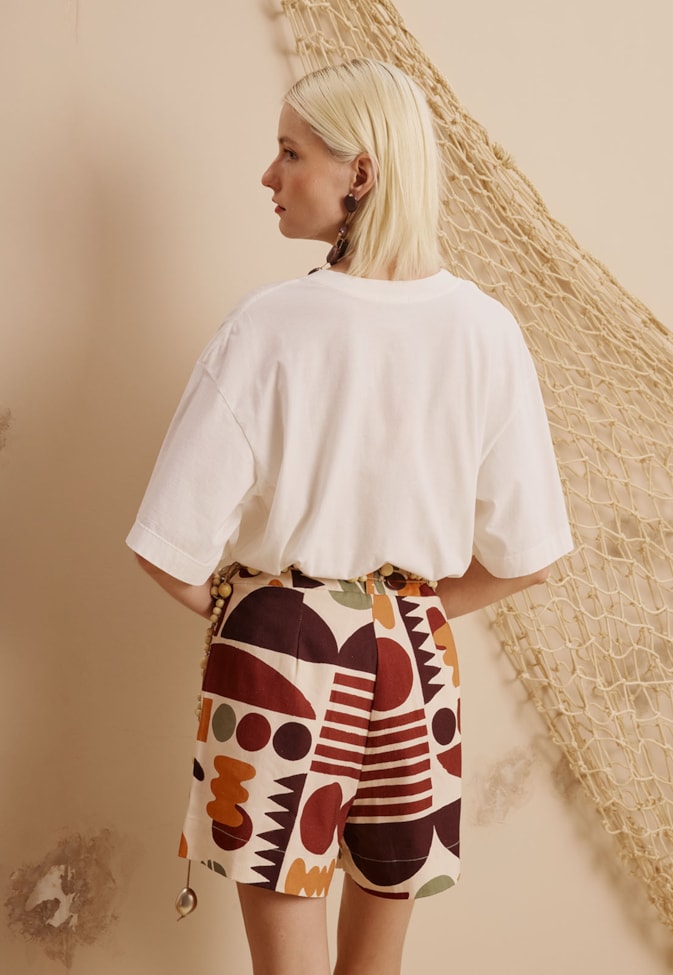 Short Pregas Estampado Ribeirinha