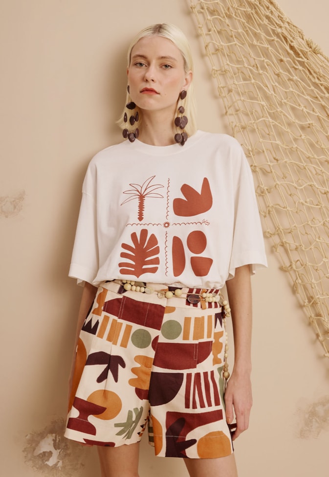 Short Pregas Estampado Ribeirinha