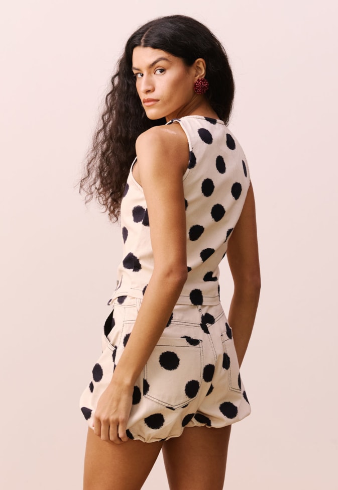 Short Sarja Balonê Estampado Amora