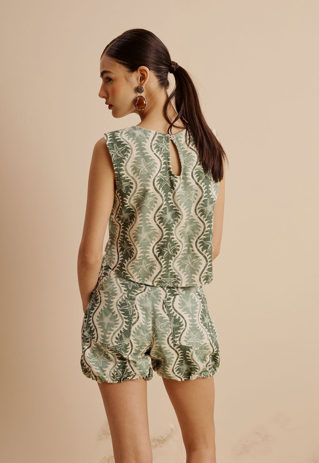 Short Sarja Balonê Estampado Rio Verde