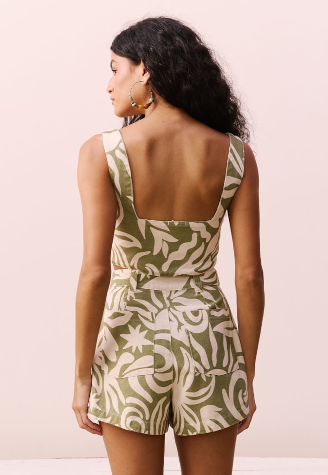 Short Sarja Estampado Pedra do Sol