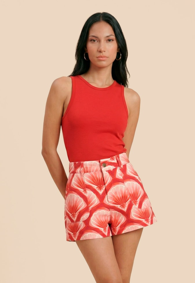 Short Sarja Estampado Pink Beach