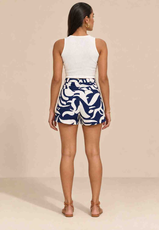 Short Sarja Estampado Pororoca