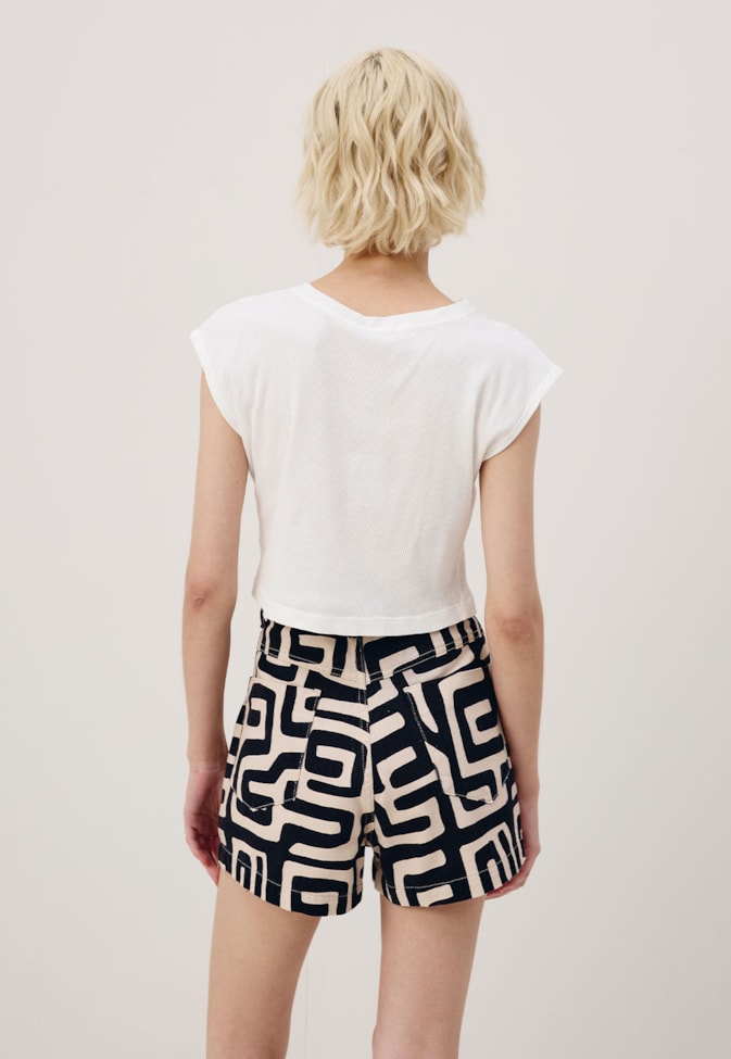 Short Sarja Estampado Yala Preto