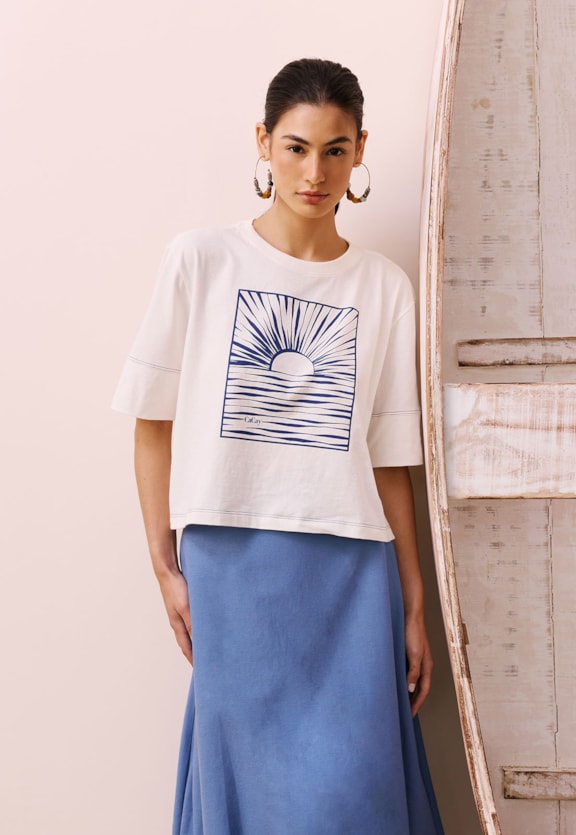 T-shirt Cropped Alongado Silk Vista Frontal