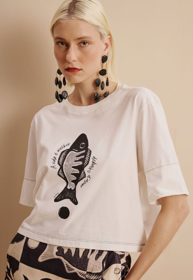 T-Shirt Cropped Peixe