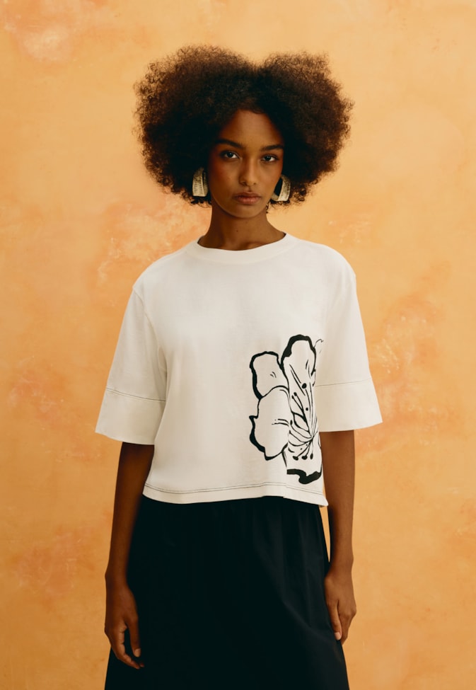 T-Shirt Cropped Rosa Del Caribe