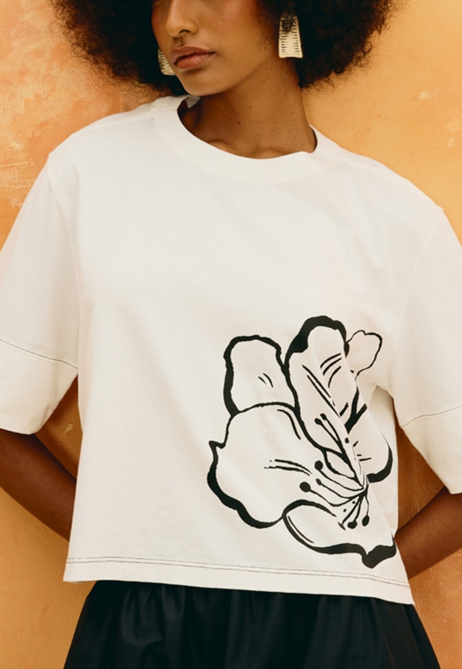 T-Shirt Cropped Rosa Del Caribe