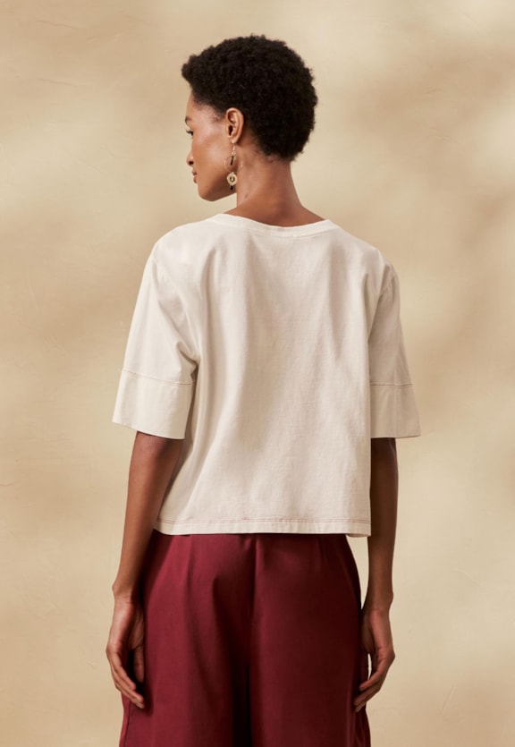 T Shirt Cropped Silk Vicuña Vista Traseira