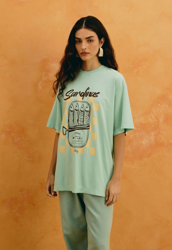 T-Shirt Oversized Sardines Vista Frontal