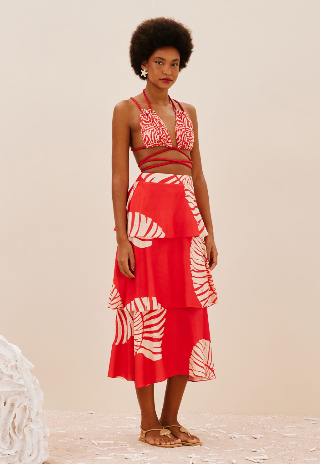 Top Detalhe Corda Estampado Costa dos Corais