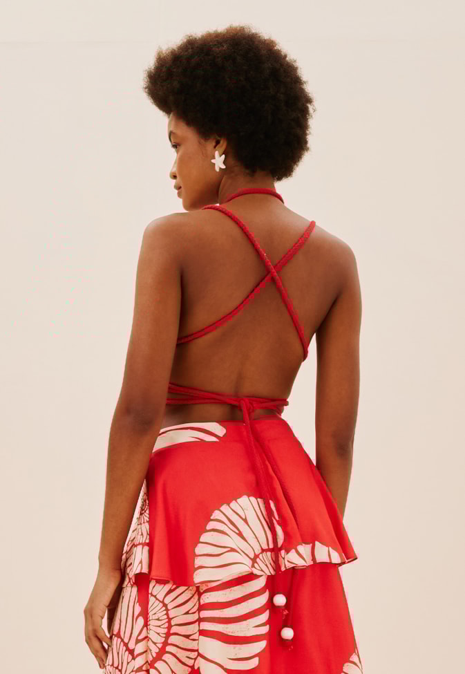 Top Detalhe Corda Estampado Costa dos Corais