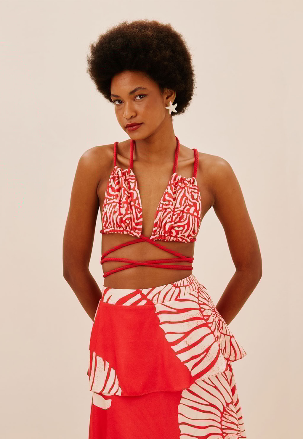 Top Detalhe Corda Estampado Costa dos Corais