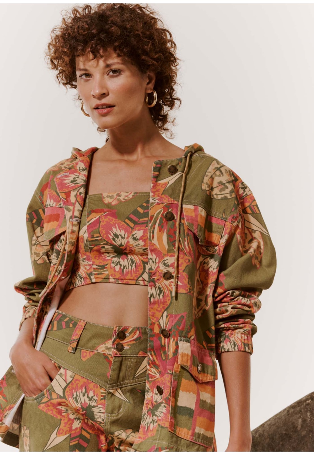 Top Faixa Sarja Estampado Flor do Cerrado