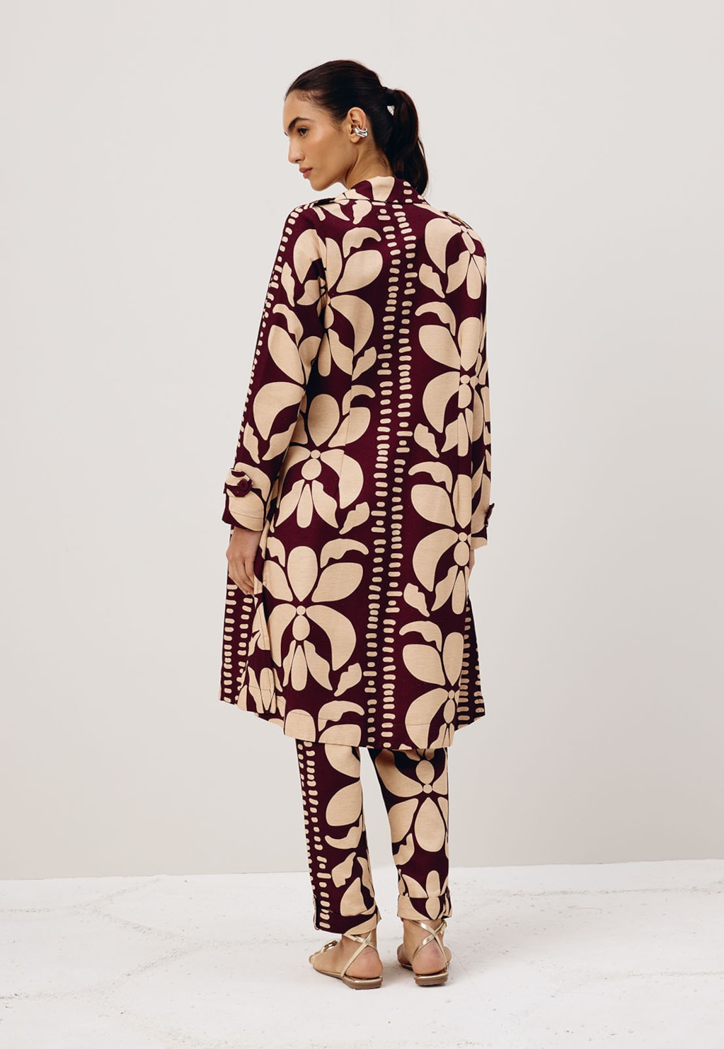 Trench Coat Fendas Laterais Estampado Calle