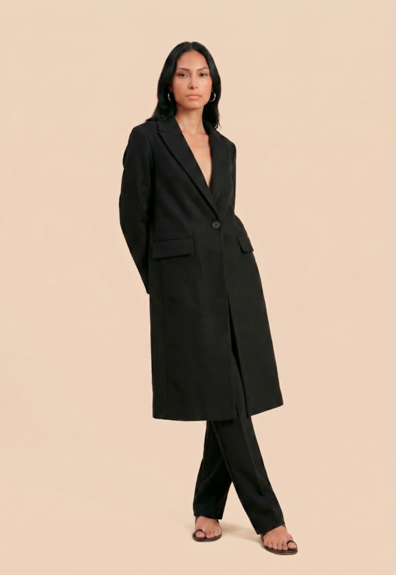 Trench Coat Liso Alongado Vista Frontal