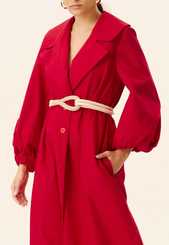 Trench Coat Manga Franzida Vista Traseira
