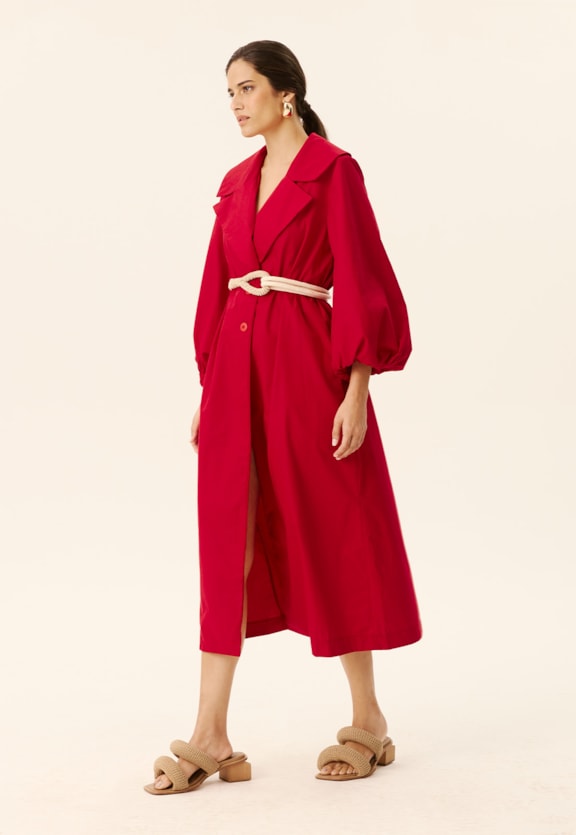 Trench Coat Manga Franzida Vista Frontal