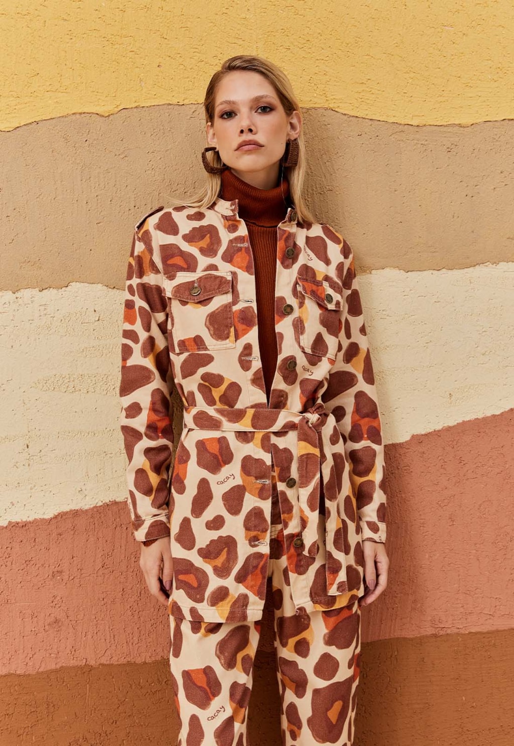 Trench Coat Sarja Estampado Sami