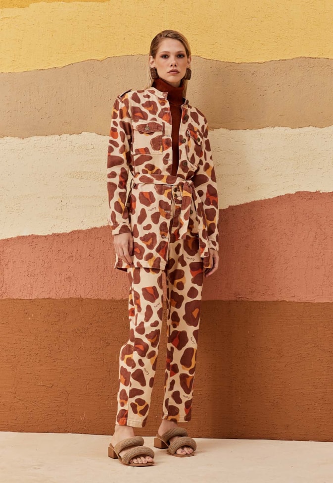 Trench Coat Sarja Estampado Sami