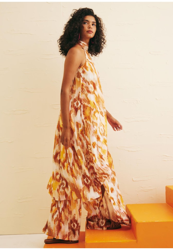 Túnica Transpassada Estampada Ica