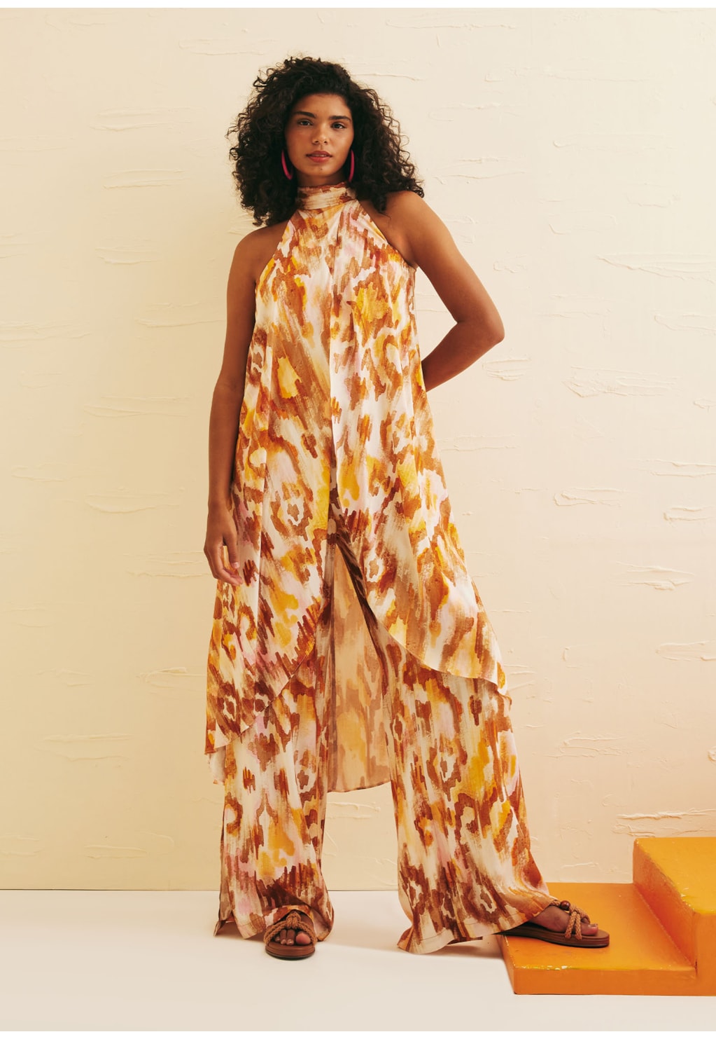 Túnica Transpassada Estampada Ica