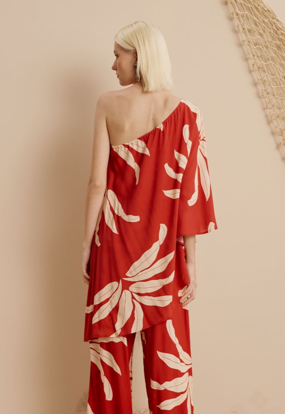 Veste Assimétrica Com Manga Estampada Tucumã Vista Traseira