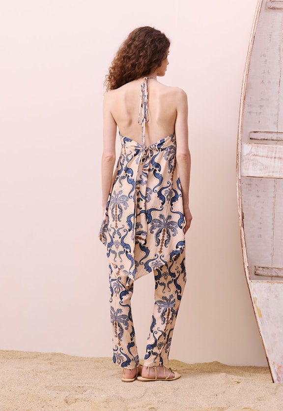 Veste Assimétrico Estampada Baldosas Vista Traseira